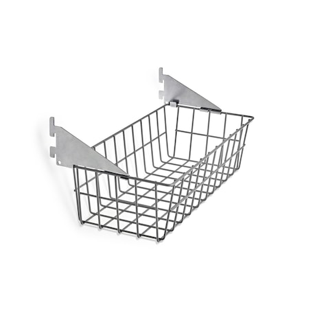 Triton Products Wire Basket W/ Lock-On Hanging Brackets, Epoxy Coated Steel, Gray, 15" W x 4" H x 6-1/2" D 1775